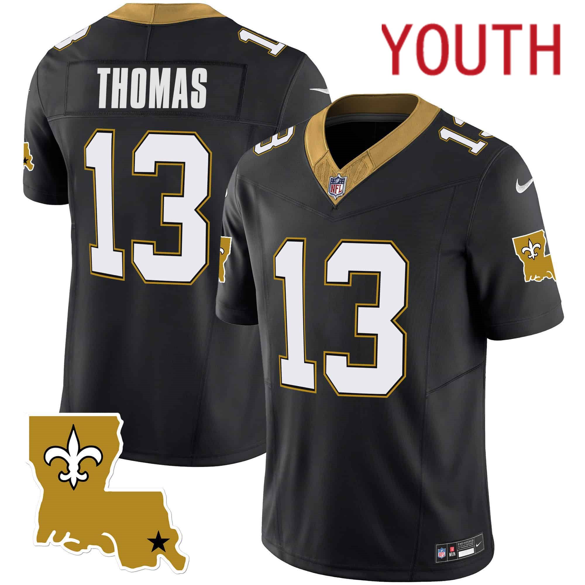 Youth New Orleans Saints 13 Thomas Black 2024 Nike 1987 Legacy Vapor Limited NFL Jersey style 1